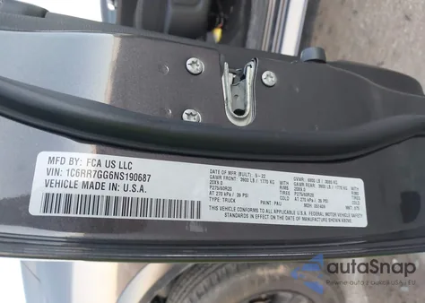 2022 Ram 1500 Classic Warlock 4X4 6'4 Box из США, поврежденный, VIN 1C6RR7GG6NS190687